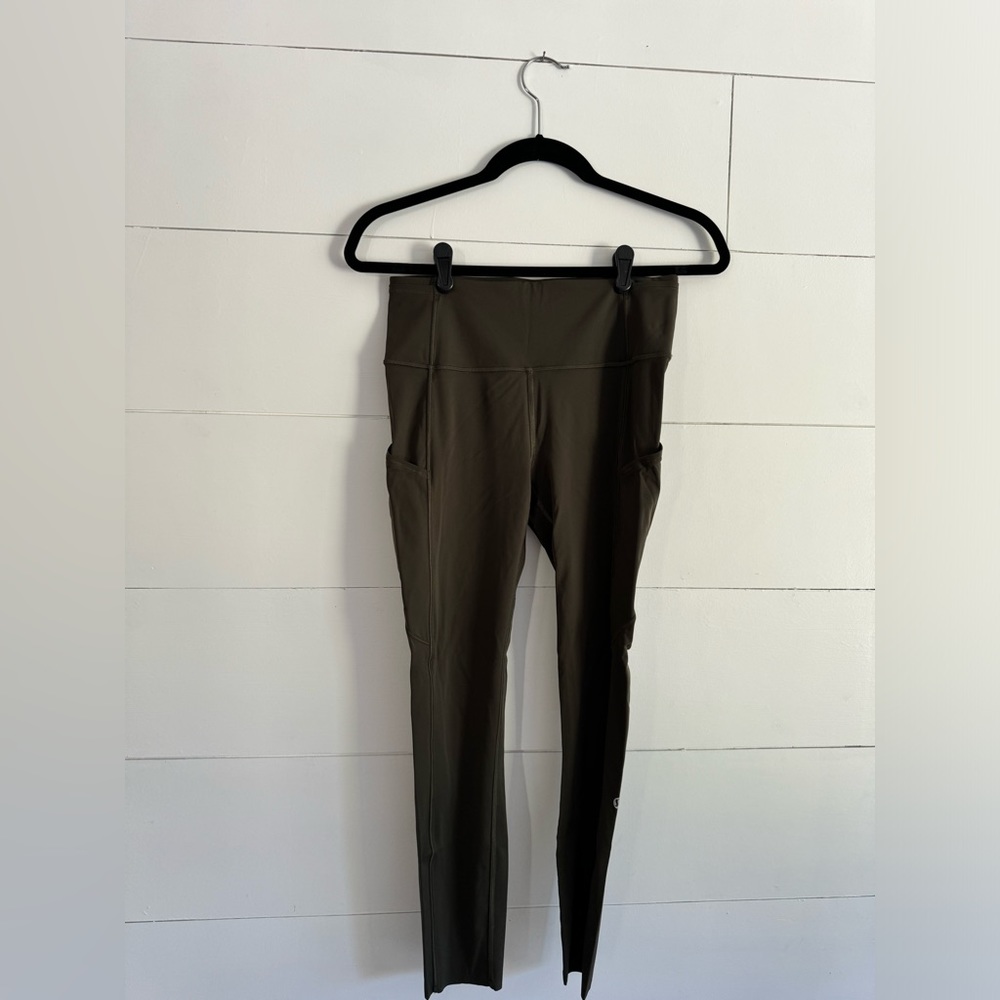 Lululemon fast & free olive leggings sz 8